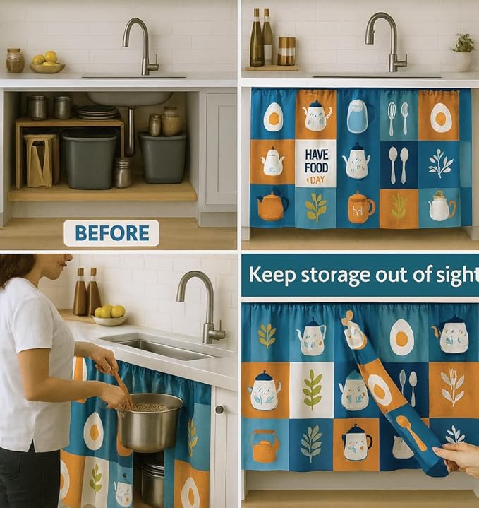 Premium Printed Kitchen Sink Curtain