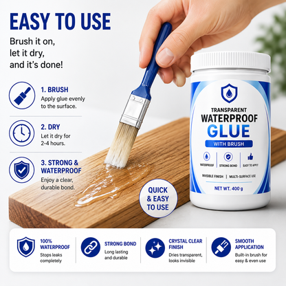 Transparent Waterproof Glue (Buy 1 Get Free) + Free Brush 🔥